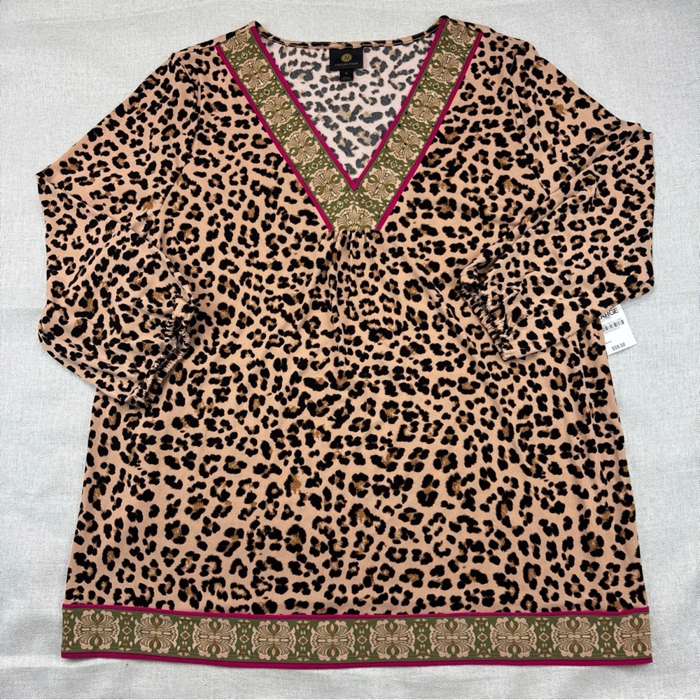 Jm Collection Women's Embellished V-Neck Top Size XL